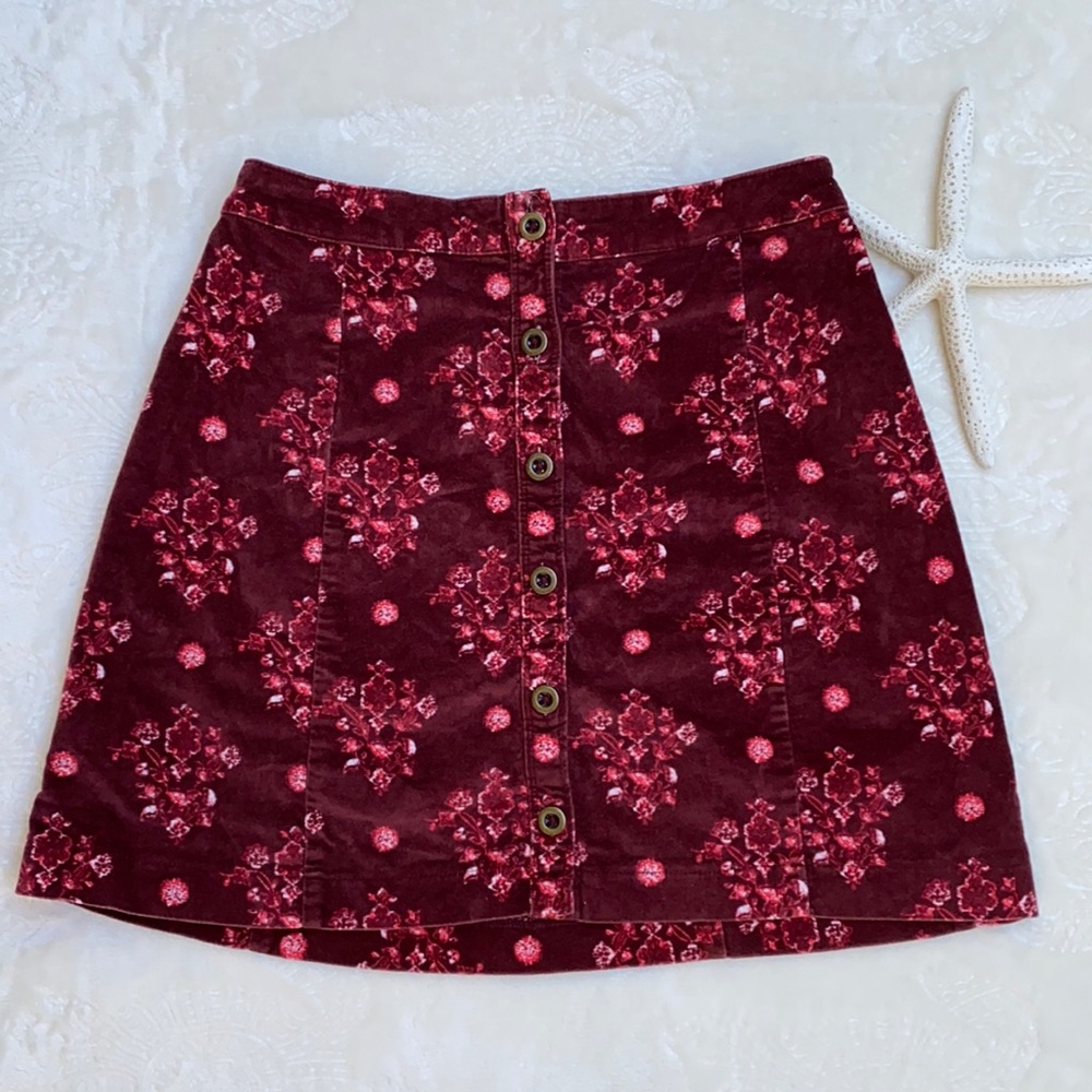 Hollister Velvet Floral Skirt